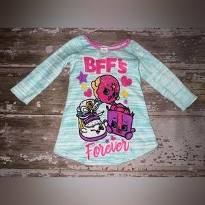 Shopkins fleece pajamas winter fall night gown warm fuzzy cozy flannel girls 4